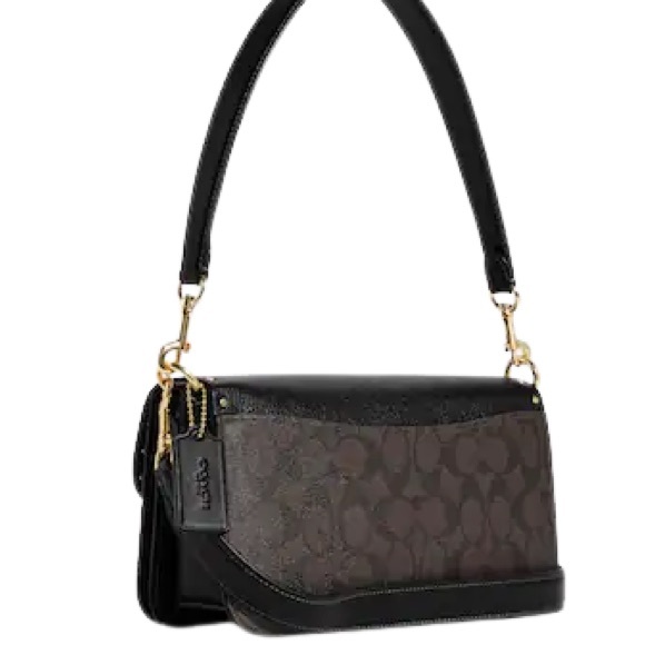 COACH Leather Morgan Collection Shoulder Bag In Signature Canvas.Gold rivets.NWT - Picture 3 of 7